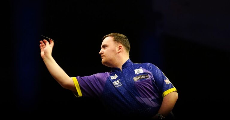 Luke Littler scores a nine-dart finish as world champion Luke Humphries wins 6-0 whitewash