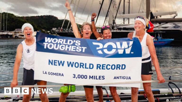 Jersey mother breaks world record in Atlantic rowing – BBC
