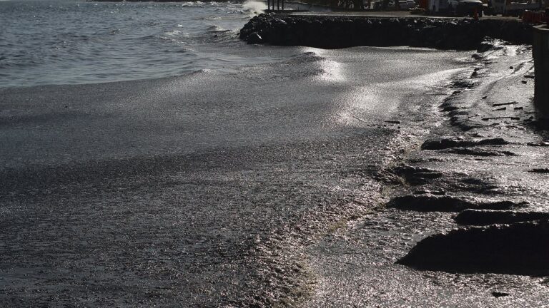 Tobago’s beautiful beaches turn black after ship runs aground and oil spills along 16 miles of coastline