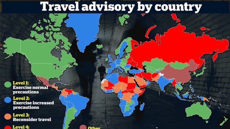 Eye-opening map reveals many destinations around the world Americans are being asked not to travel to
