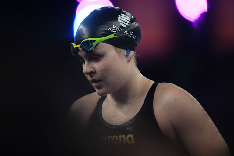 Israeli swimmer Anastasia Gorbenko is booed by the crowd on the world championships podium in Qatar