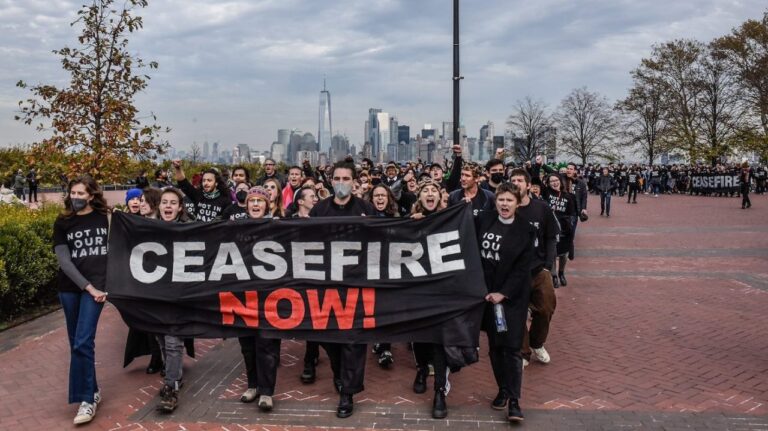 Dozens of pro-Palestinian demonstrators arrested outside Biden interview