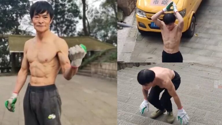 A 70-year-old grandfather from China surprises with his physique and fitness habits