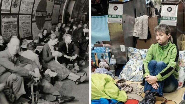 Photos of London Underground stations in the 1940s and the current Kiev Metro