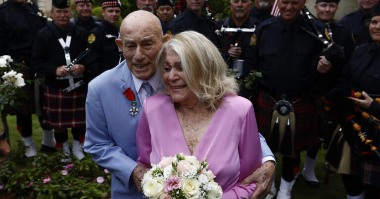 World War II veteran marries near Normandy beach; he is 100, bride is 96