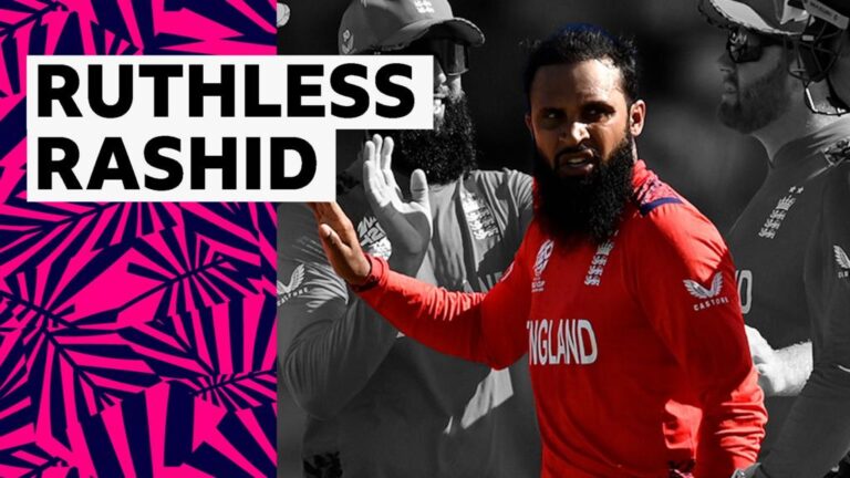 T20 World Cup: England vs Oman – Adil Rashid bowling highlights – BBC