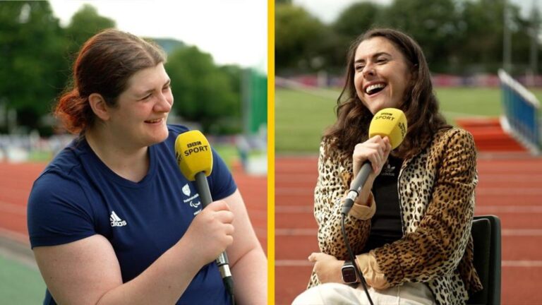 Olivia Breen takes on world shot put champion Sabrina Fortune